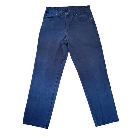 Vintage Dickies Carpenter Black Denim Jeans Work 32x32 Barn Chores Industrial - Picture 1 of 8